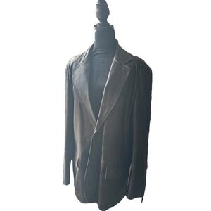 Vintage Alexida Button Front Brown Leather Jacket Coat Jacket Women Size 44 / 14